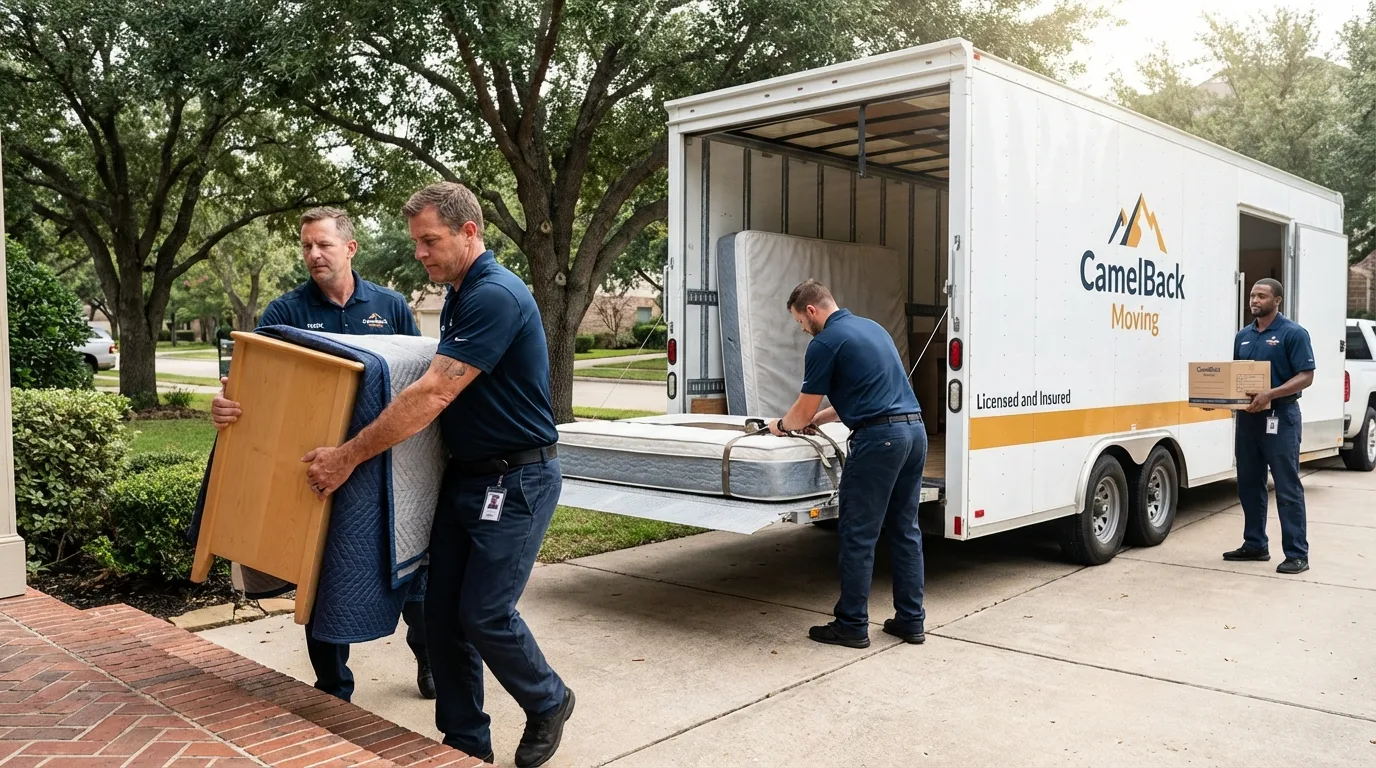 Crew loading residential truck for cross-state move from Pleasant Prairie, WI