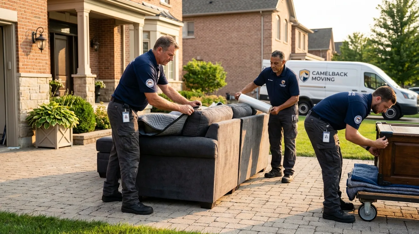 Large estate moving crew wrapping furniture in Pleasant Prairie, WI